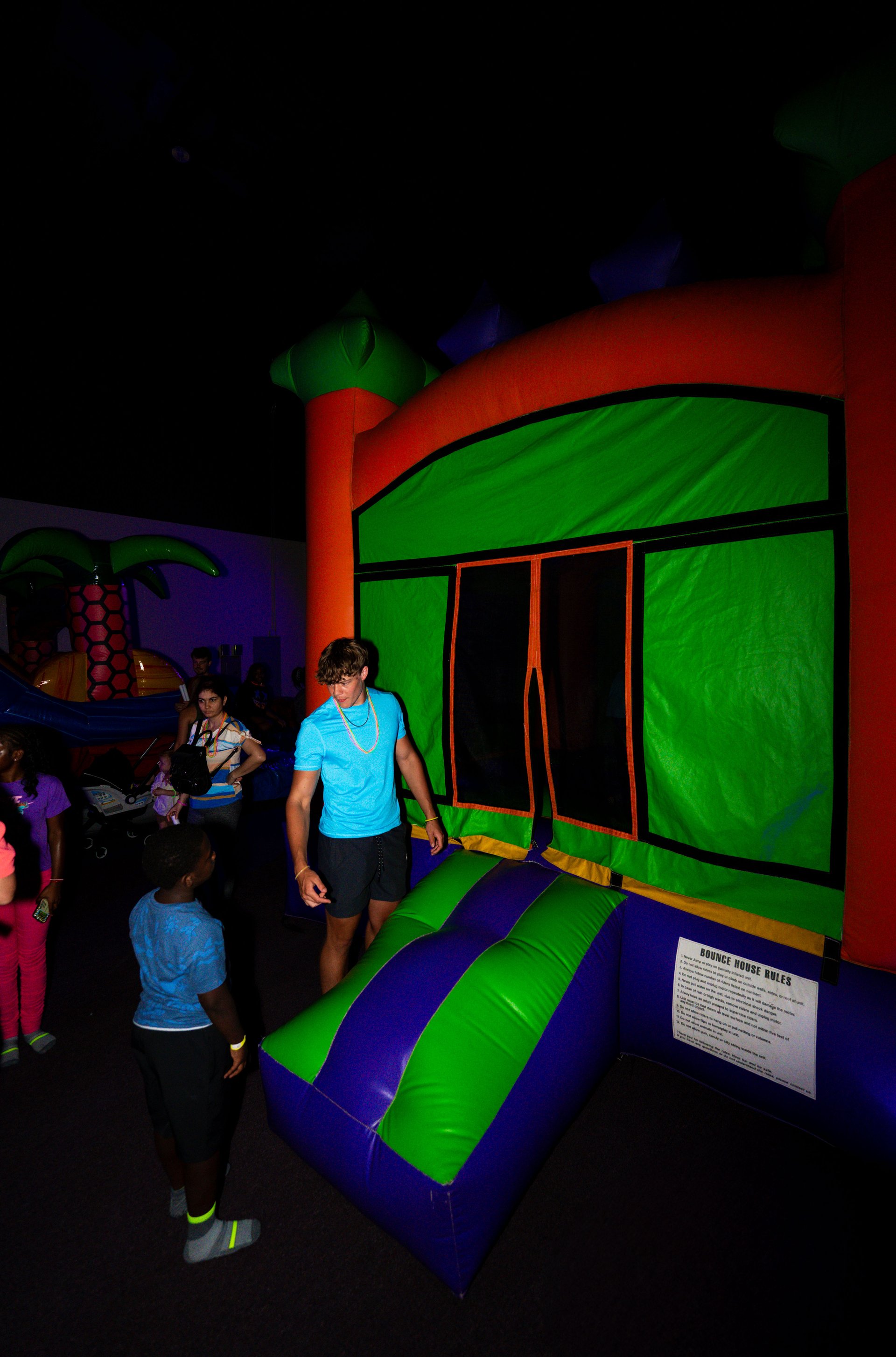 Helpful Staff at Central Arkansas Inflatables Indoor Park Glow Event
